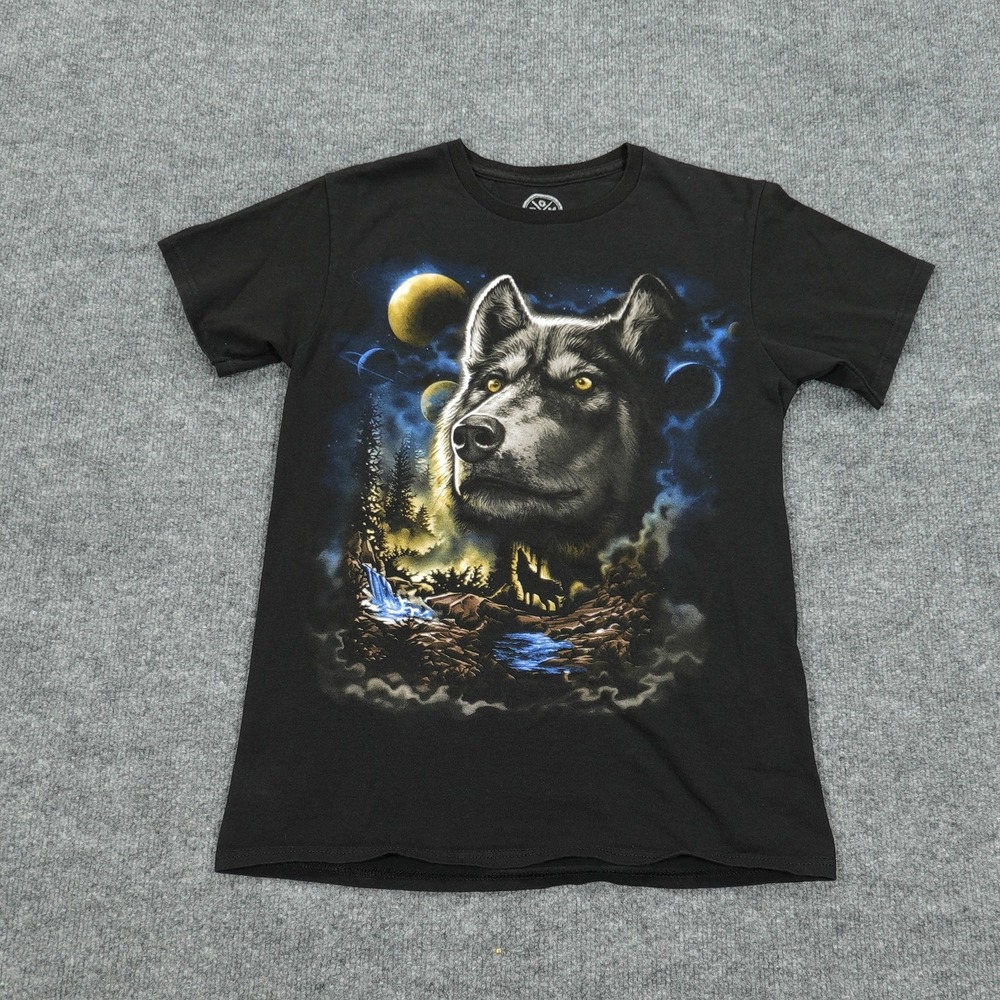 Wolf Shirt Mens Small Black Short Sleeve DOM Graphic Crew Neck Tagless
